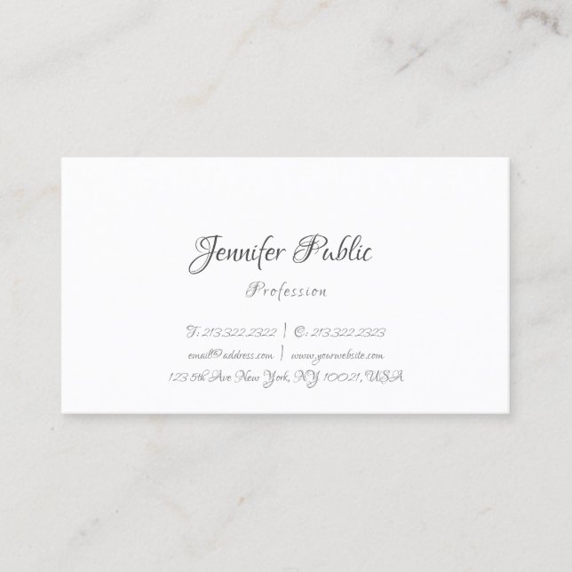 Elegant Handwritten Simple Professional Template Business Card (Front)