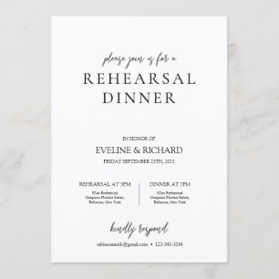 Elegant handwritten simple rehearsal dinner invitation