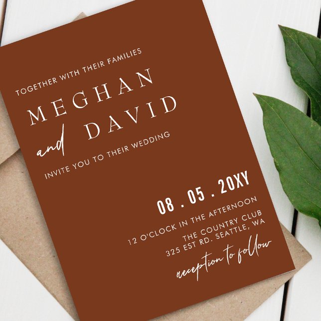 Elegant Handwritten Simple Terracotta Wedding Invitation (Creator Uploaded)