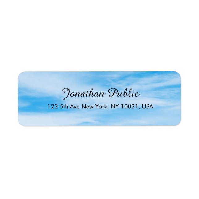 Elegant Handwritten Template Blue Sky White Clouds (Front)