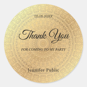 Elegant Handwritten Thank You Gold Template Classic Round Sticker