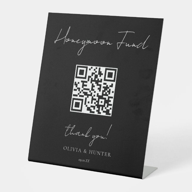  Elegant Handwritten Wedding Honeymoon Fund Sign (Front)