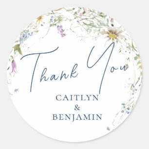 Elegant Handwritten Wildflower Thank You Sticker