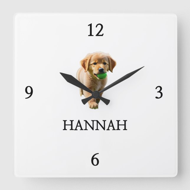 Elegant "HANNAH" Personalised Square Wall Clock (Front)