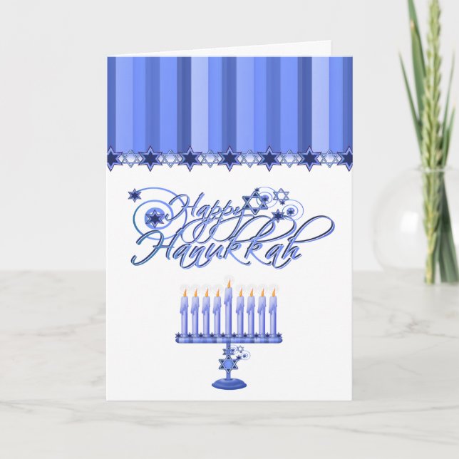Elegant Hanukkah Greeting Card (Front)