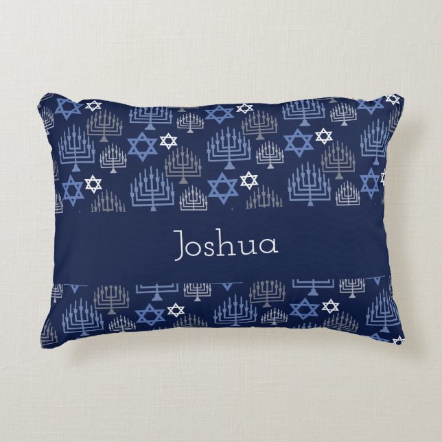 Elegant Hanukkah Holiday Pattern Decorative Cushion (Front)