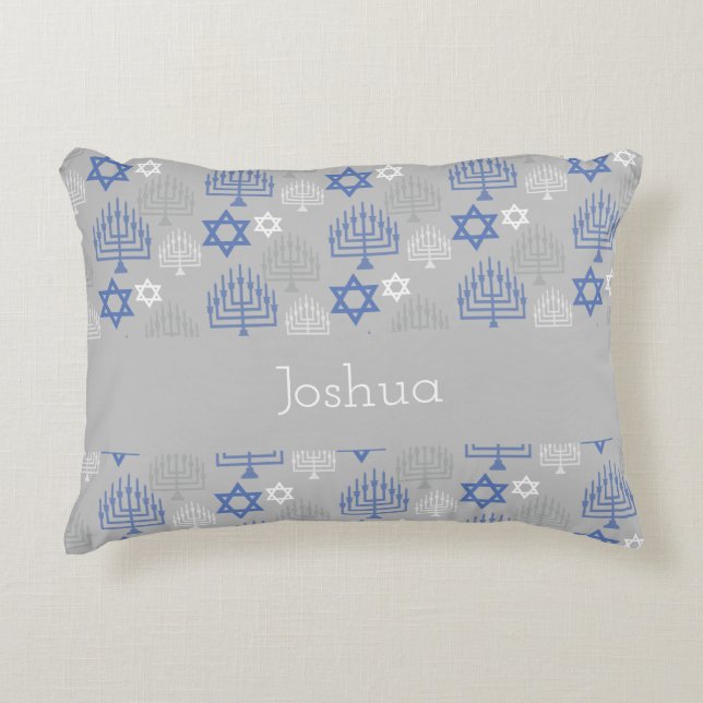 Elegant Hanukkah Holiday Pattern Decorative Cushion (Front)