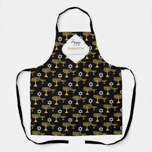 Elegant Hanukkah Holiday Pattern Gold Apron