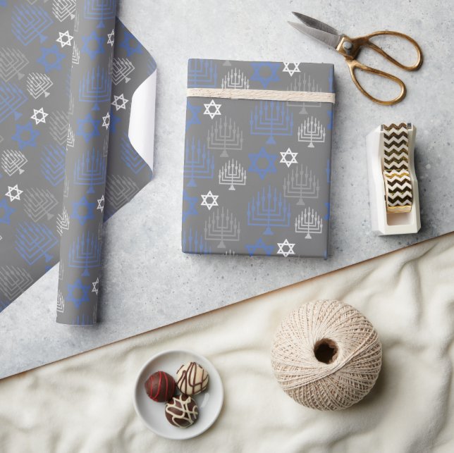 Elegant Hanukkah Holiday Pattern Wrapping Paper (Crafts)