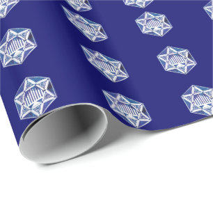 Elegant Hanukkah Menorah in Star of David Wrapping Paper
