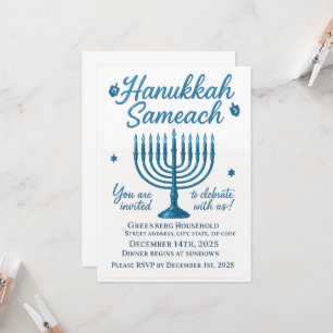 Elegant Hanukkah Sameach Dinner Invitation