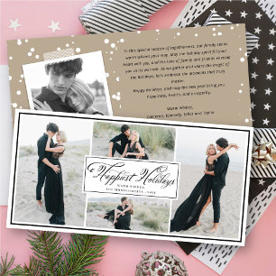 Elegant Happiest Holidays Fancy Script 4 Photo Holiday Card