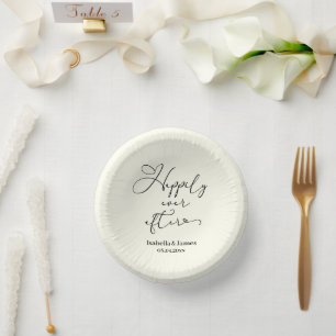 Elegant Happily Ever After Ivory Romantic Wedding  Paper Plate