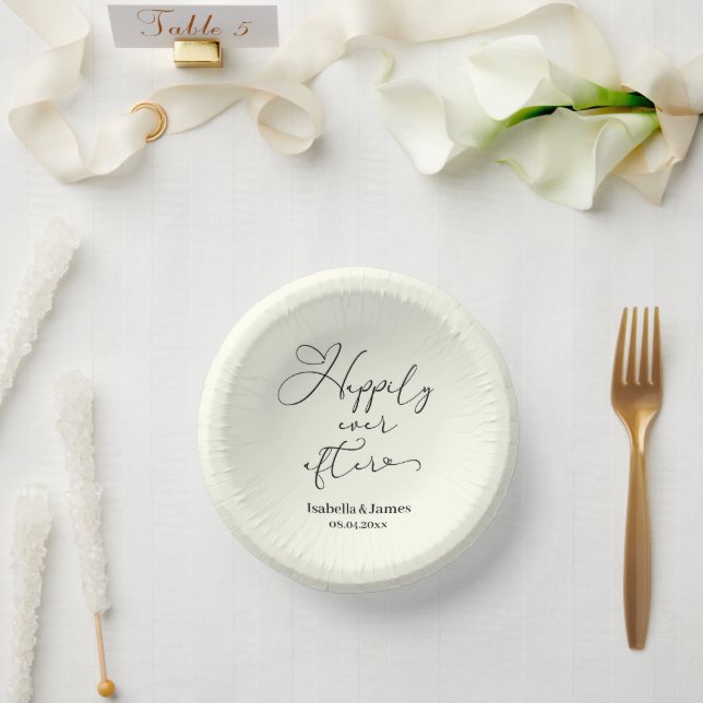 Elegant Happily Ever After Ivory Romantic Wedding  Paper Plate (Wedding)