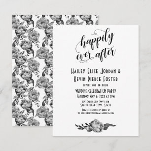 Elegant Happily Ever After Peonies Wedding Event Invitation