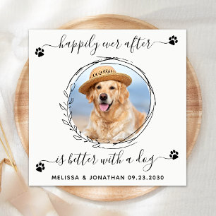 Elegant Happily Ever After Pet Photo Dog Wedding Napkin