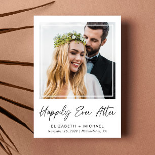 Elegant Happily Ever After Photo Wedding Reception Announcement