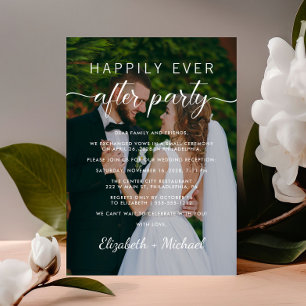 Elegant Happily Ever After Photo Wedding Reception Invitation