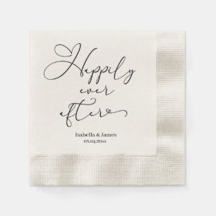 Elegant Happily Ever After Romantic Ecru Wedding Napkin