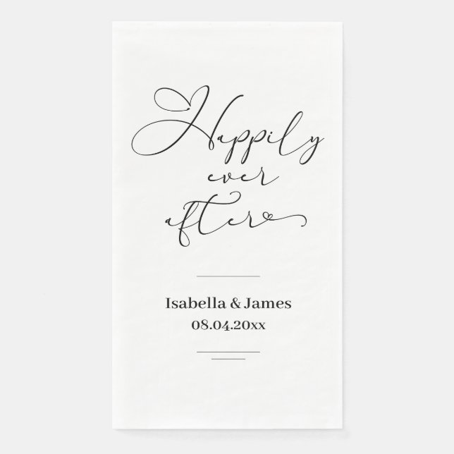 Elegant Happily Ever After Romantic Wedding  Napkin (Front)