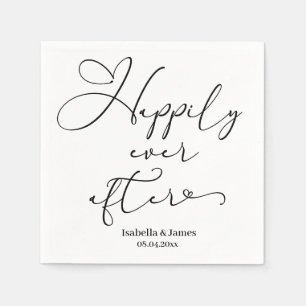Elegant Happily Ever After Romantic White Wedding Napkin
