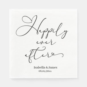 Elegant Happily Ever After Romantic White Wedding Napkin
