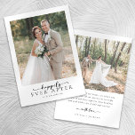 Elegant Happily Ever After Script Photo Wedding Thank You Card<br><div class="desc">🎉💍❤️ Thank friends and family for joining you and celebrating your Big Day with this modern photo wedding thank you card. The card has an editable message on the back.</div>