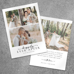 Elegant Happily Ever After Script Photo Wedding Thank You Card