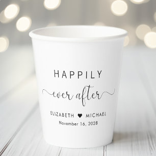 Elegant Happily Ever After Wedding Paper Cups