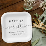 Elegant Happily Ever After Wedding Paper Plate<br><div class="desc">Elegant paper plates for your wedding reception,  engagement parties,  rehearsal dinner,  couples showers and other wedding celebrations featuring "Happily Ever After" in simple typography and a chic script with swashes,  your first names joined by a heart and your wedding date.</div>