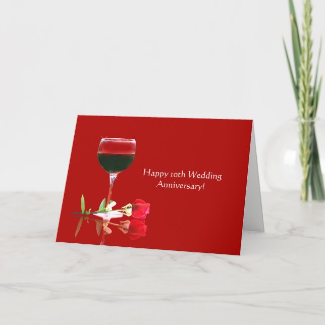 Elegant Happy 10th Wedding Anniversary Card (Front)