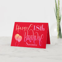 Elegant Happy 18th Name Red Birthday