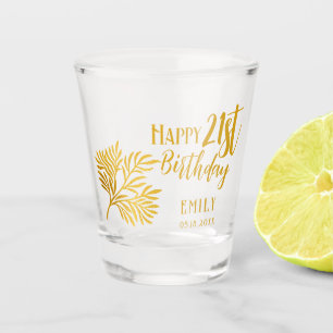 Elegant Happy 21st Birthday Gold Foliage Party Shot Glass