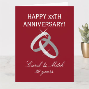 Elegant Happy Anniversary greeting card with rings