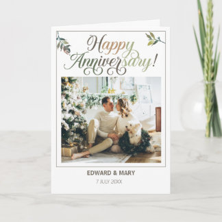 Elegant Happy Anniversary Personalised Photo Card