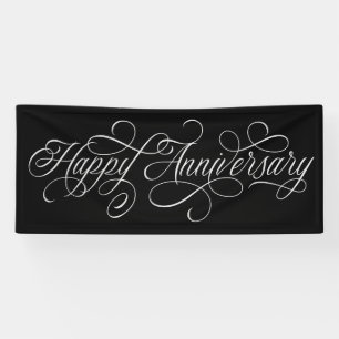 Elegant Happy Anniversary script  Banner