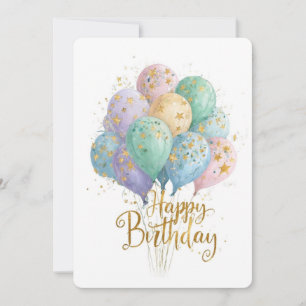 Elegant Happy Birthday Balloons Greeting Card Go