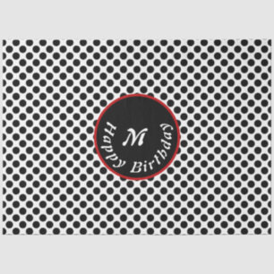 Elegant Happy Birthday Black Polka Dot Tissue Paper