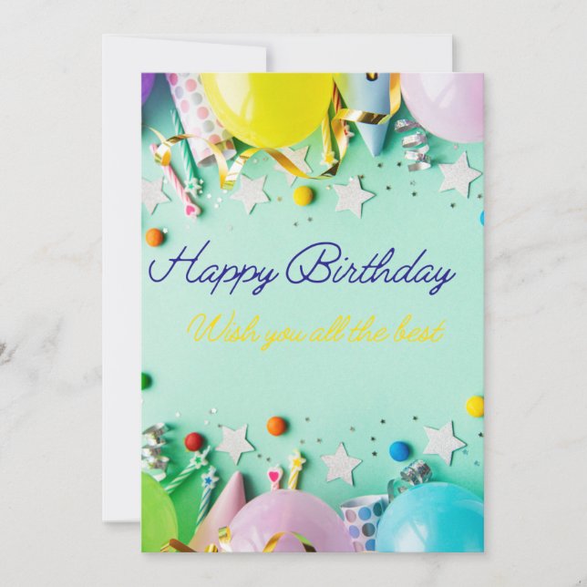 Elegant Happy Birthday Card – Colorful Balloons (Front)