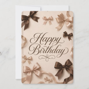 Elegant Happy Birthday Greeting Card with Gold Rib