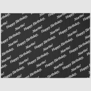 Elegant Happy Birthday Name Black Tissue Paper