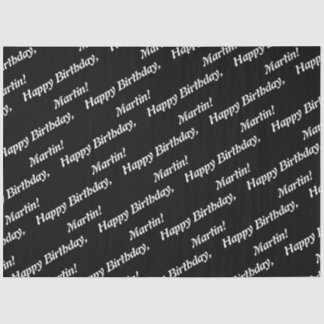 Elegant Happy Birthday Name Black Tissue Paper