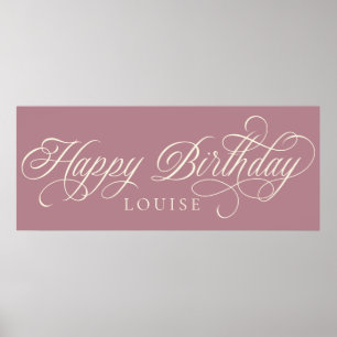 Elegant Happy Birthday script custom  Poster