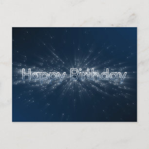 Elegant Happy Birthday sparkling particles glowing Postcard