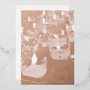 Elegant Happy Diwali Candles Rose Gold Foil Foil Holiday Card