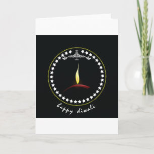 Elegant Happy Diwali Diya Flame Star Wreath Card