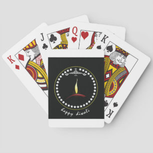 Elegant Happy Diwali Diya Flame Star Wreath Playing Cards