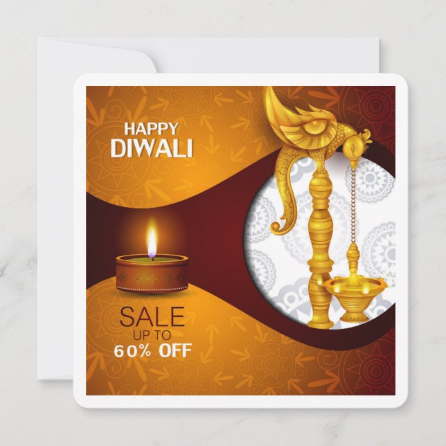 Elegant Happy Diwali Festival Greetings Card (Front)
