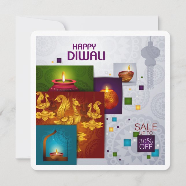 Elegant Happy Diwali Festival Greetings Card (Front)