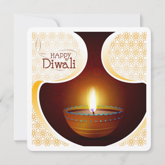 Elegant Happy Diwali Festival Greetings Card (Front)